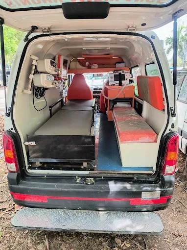 Rear view of ambulance